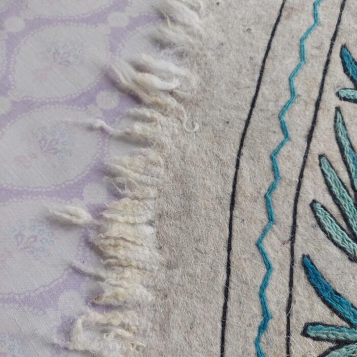 6ft Round Handmade Pure Wool Aari Embroidered Namda Rug - Image 8