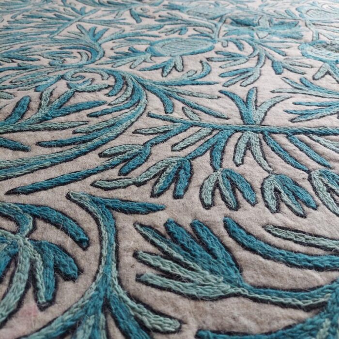 6ft Round Handmade Pure Wool Aari Embroidered Namda Rug - Image 6