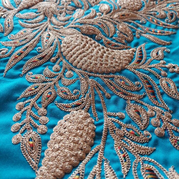 Blue Summer Cool Cotton Tilla Work 2Pc Suit - Image 3