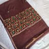 Brown Sozni Hand Embroidered Georgette Saree