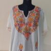 Cream Color Crush Cotton Aari Work Kaftan Top L48