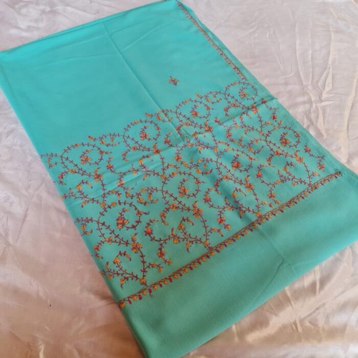 Ferozi Authentic Kashmiri Sozni Handcrafted Crepe Saree