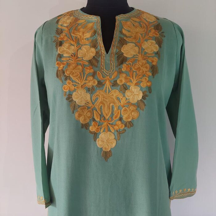 Parakeet Green Summer Cool Cotton Aari Kurta