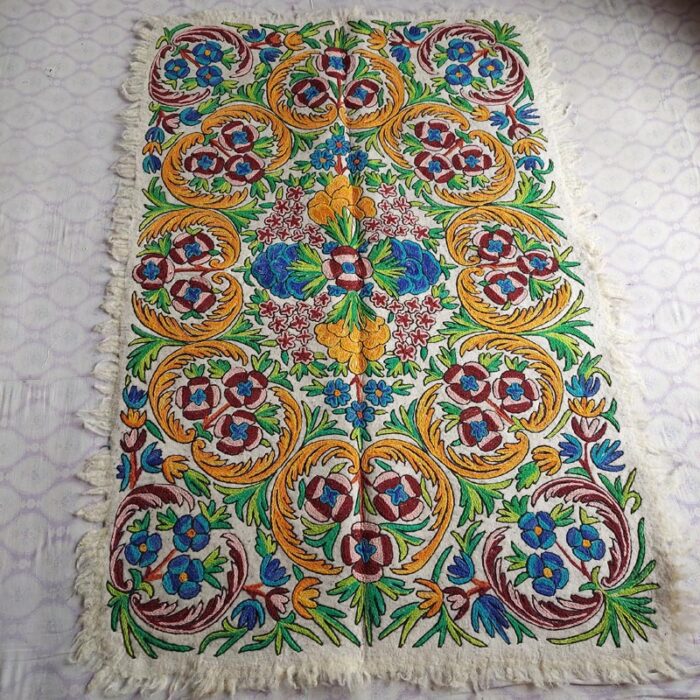 6×4 Pure Wool Double Work Handmade Aari Embroidered Namda Rug