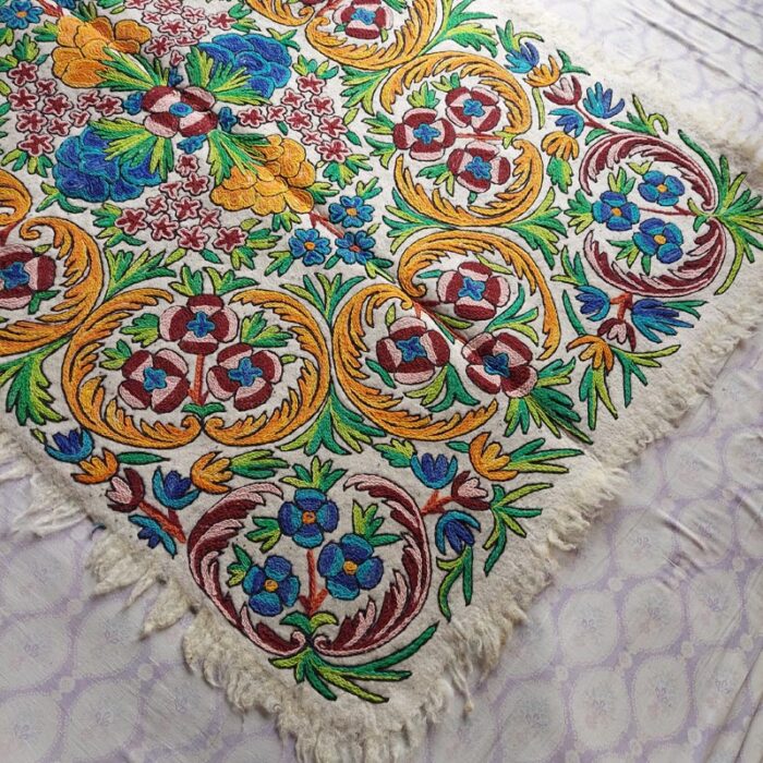 6×4 Pure Wool Double Work Handmade Aari Embroidered Namda Rug - Image 2