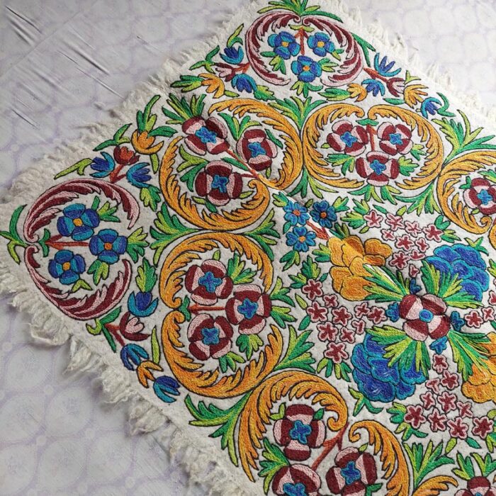 6×4 Pure Wool Double Work Handmade Aari Embroidered Namda Rug - Image 3