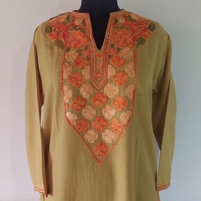 Mustard Summer Cool Cotton Aari Kurta