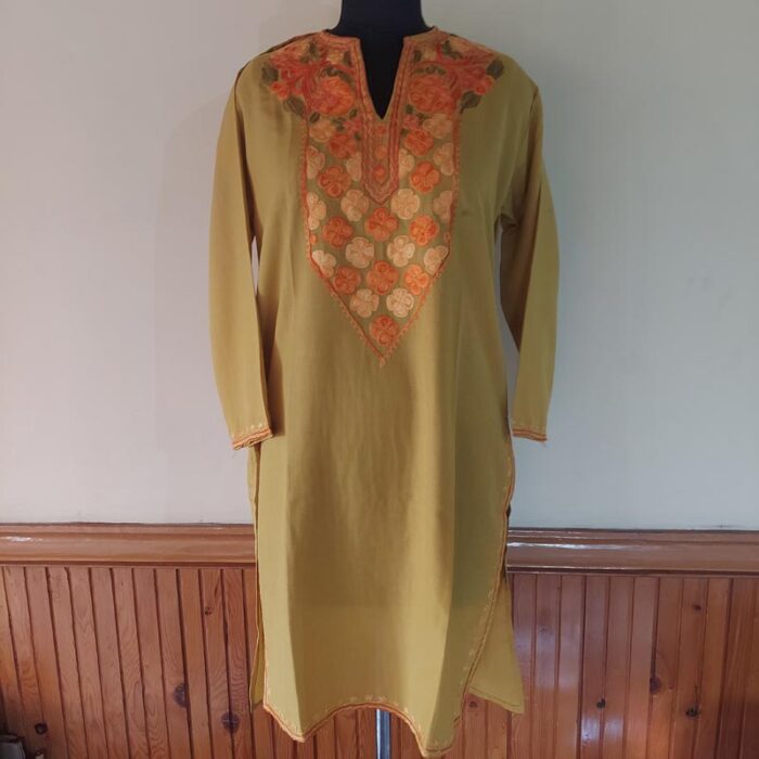 Mustard Summer Cool Cotton Aari Kurta - Image 2