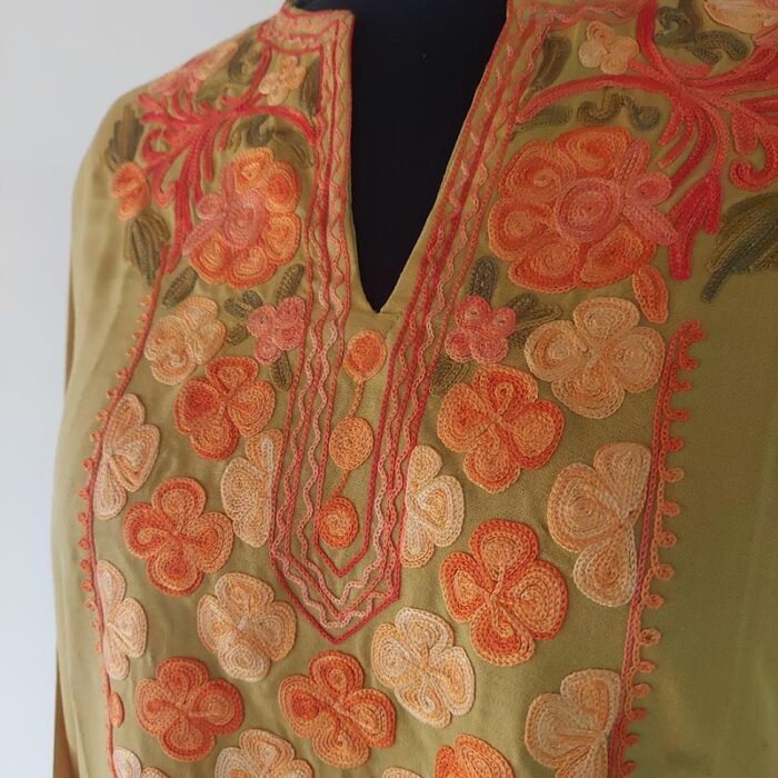 Mustard Summer Cool Cotton Aari Kurta - Image 3