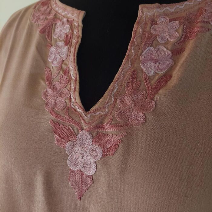 Peach Summer Cool Cotton Aari Kurta - Image 3