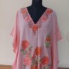 Rose Pink Crush Cotton Aari Work Kaftan Top L44