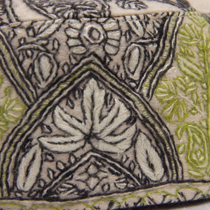 Cream Semi Pashmina Hand Sozni Cap - Image 3