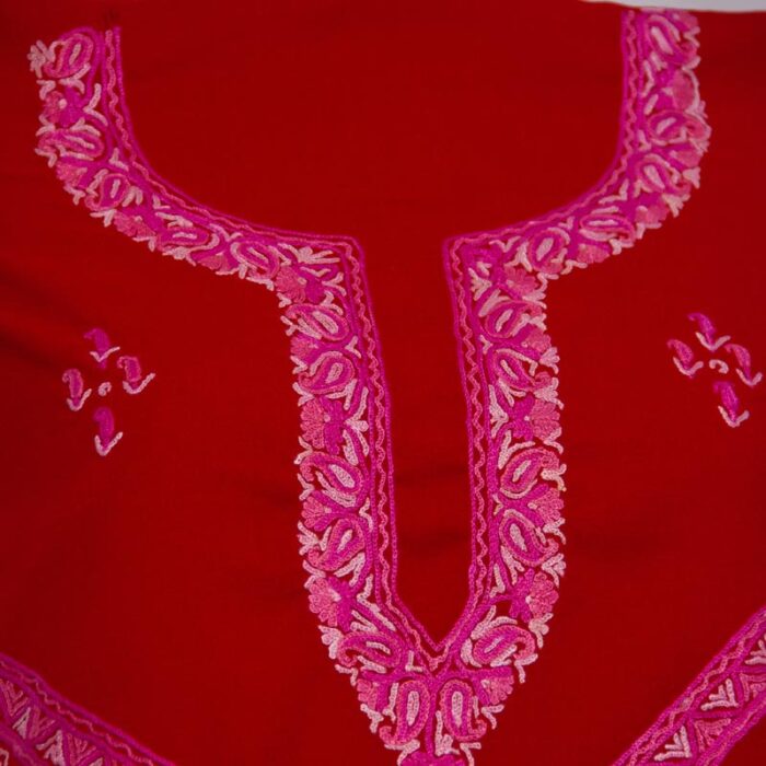 Red Cotton 2pc Suit with Kashmiri Aari Handwork - Image 3