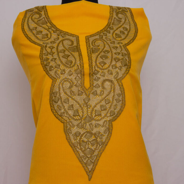 Yellow Cotton 2pc Suit with Kashmiri Aari Handwork
