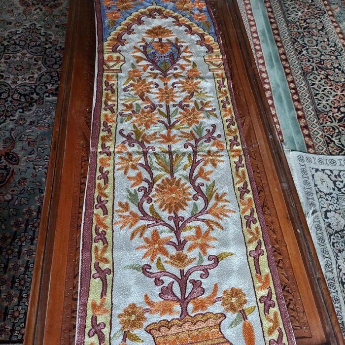 4×1 Bagh Posh Chainstitch Silk Handmade Runner or Wall Hanging - Image 2