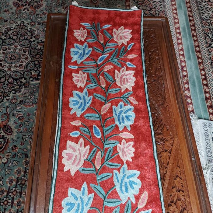6×1 Wazul Chainstitch Silk Handmade Runner or Wall Hanging - Image 3
