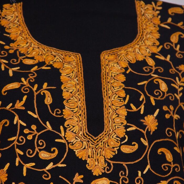Black Cotton 2pc Suit with Kashmiri Jama Aari Handwork - Image 3