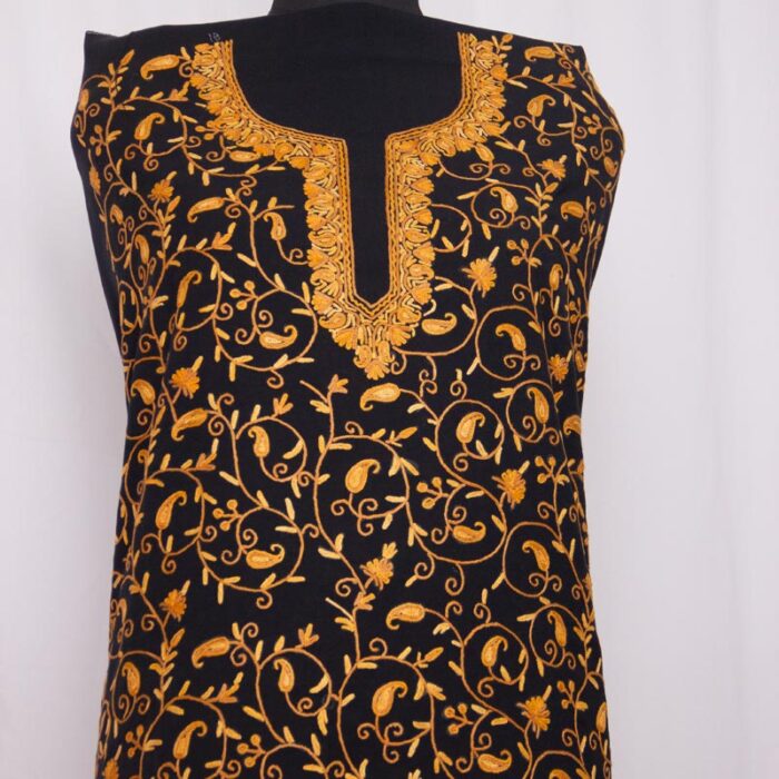 Black Cotton 2pc Suit with Kashmiri Jama Aari Handwork