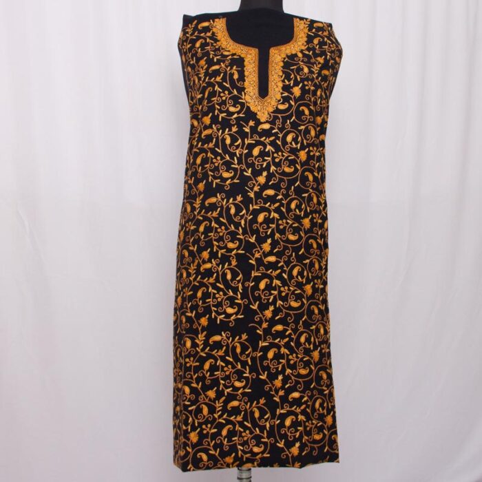 Black Cotton 2pc Suit with Kashmiri Jama Aari Handwork - Image 2