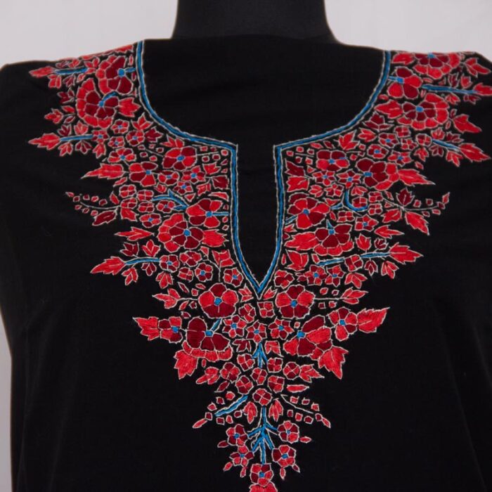 Black Cotton 2pc Suit with Paper Mache Sozni Handwork - Image 2
