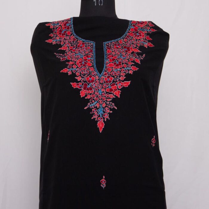 Black Cotton 2pc Suit with Paper Mache Sozni Handwork