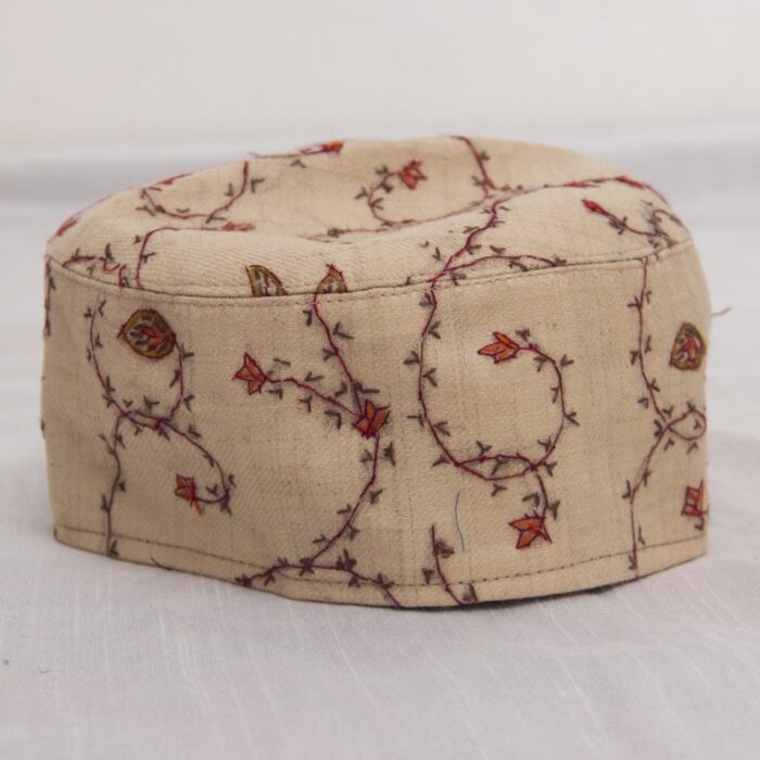 Brown Toosha Hand Sozni Cap