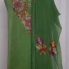 Pure Crepe Green 3pc Suit with Aari Handwork