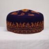 Dark Blue Pure Pashmina Hand Sozni Cap