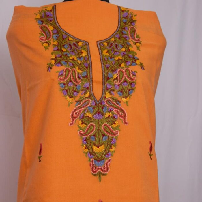 Dark Peach Cotton 2pc Suit with Kashmiri Aari Handwork