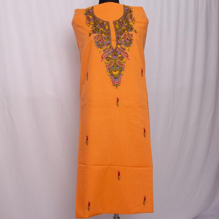 Dark Peach Cotton 2pc Suit with Kashmiri Aari Handwork - Image 2