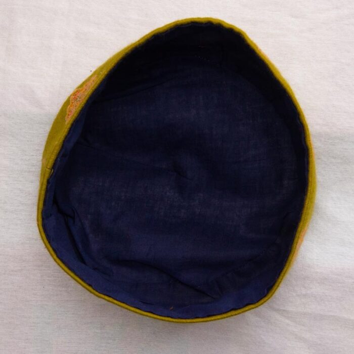 Green Pure Pashmina Hand Sozni Cap - Image 4