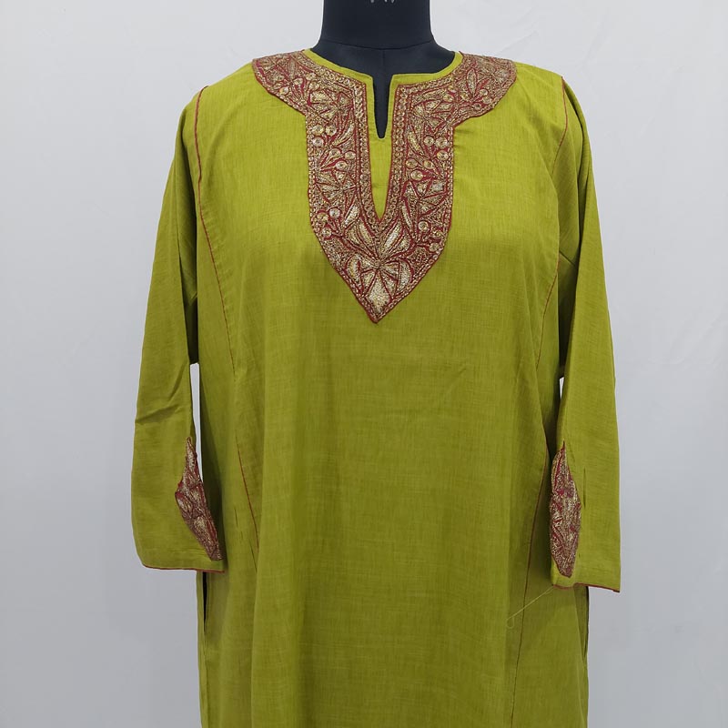 Green Tilla Cotton Pheran