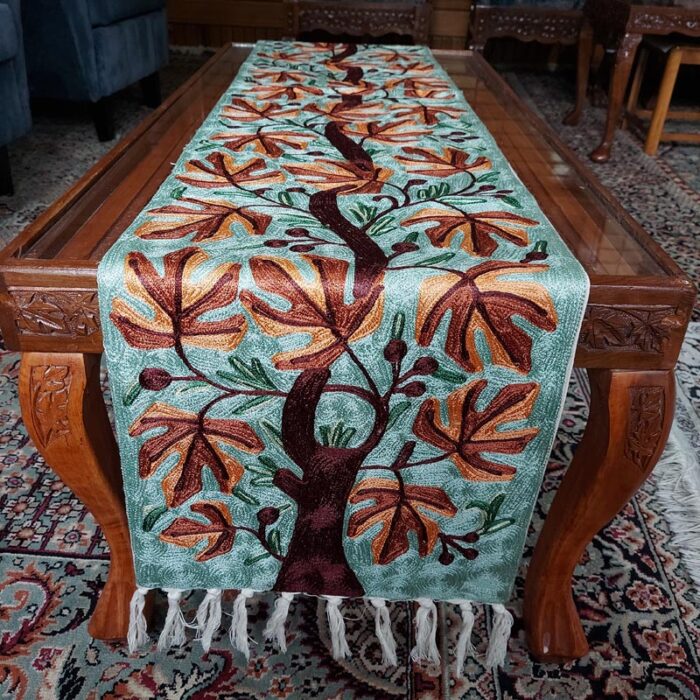 6×1 Harud Chinar Chainstitch Silk Handmade Runner or Wall Hanging