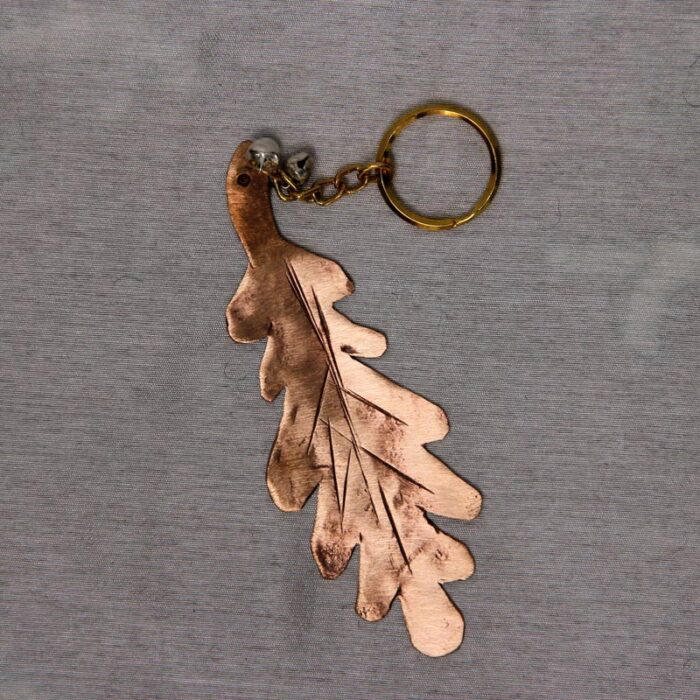 Curved Leaf Shaped Copper Keychain