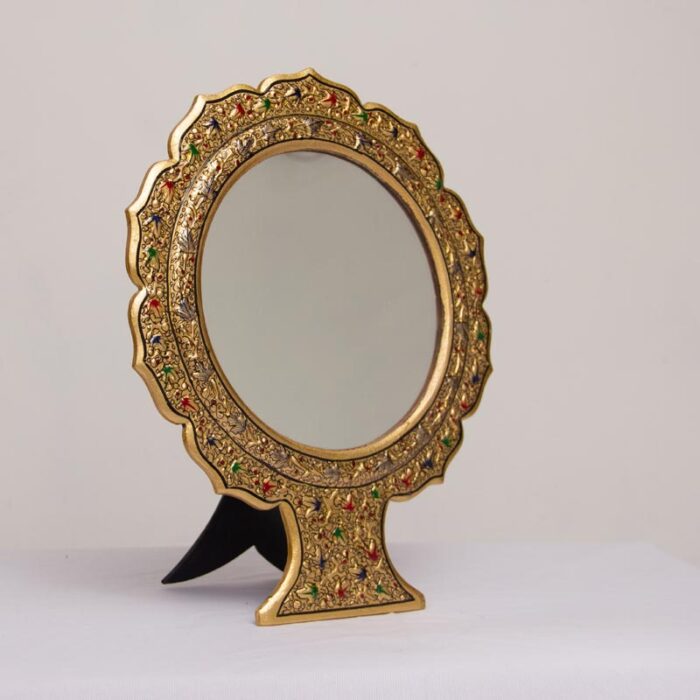 Paper Mache Golden Table Mirror