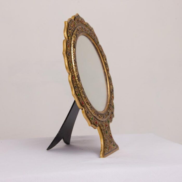 Paper Mache Golden Table Mirror - Image 3