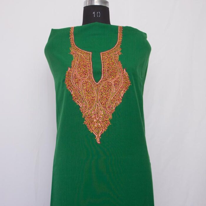 Green Cotton 2pc Suit with Sozni Handwork