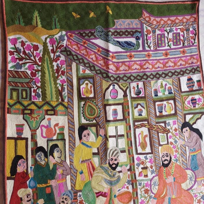 Mughal Darbar Wool Wall Hanging 5x3 - Image 6