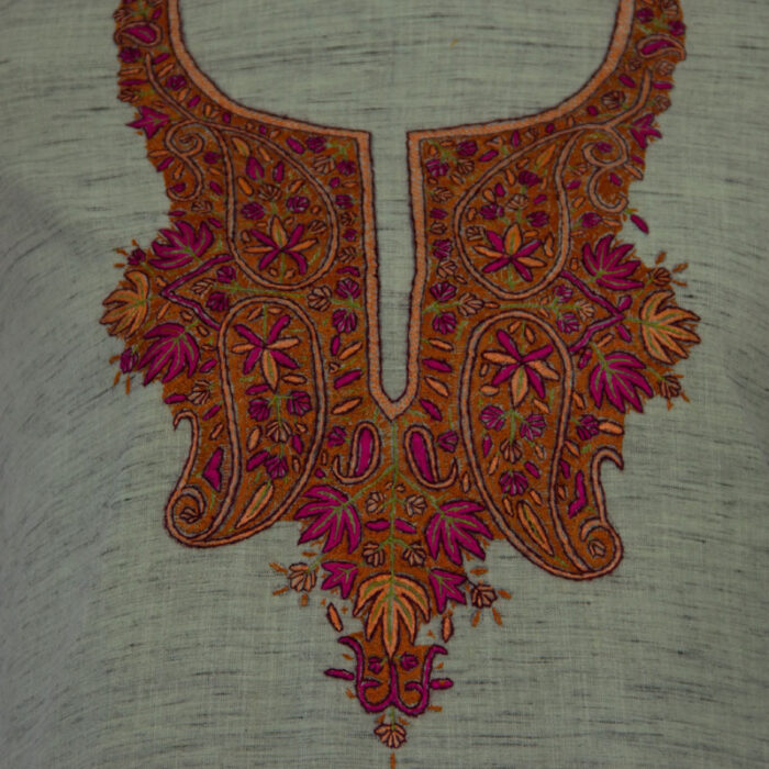 Pastel Green Khadi Cotton 3pc Suit with Sozni Handwork - Image 3