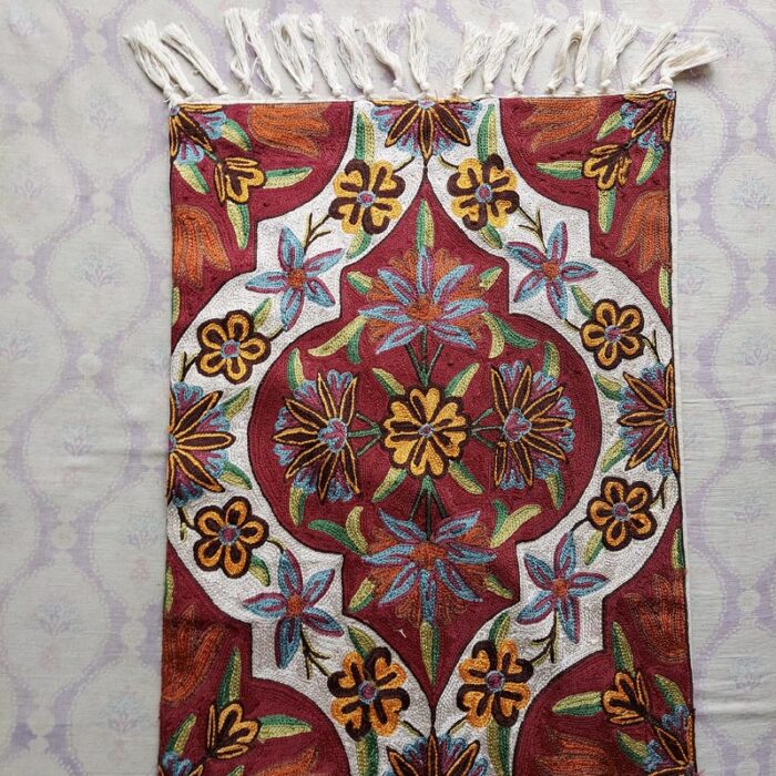 6×1.5 Pari Mahal Chainstitch Silk Handmade Runner - Image 2