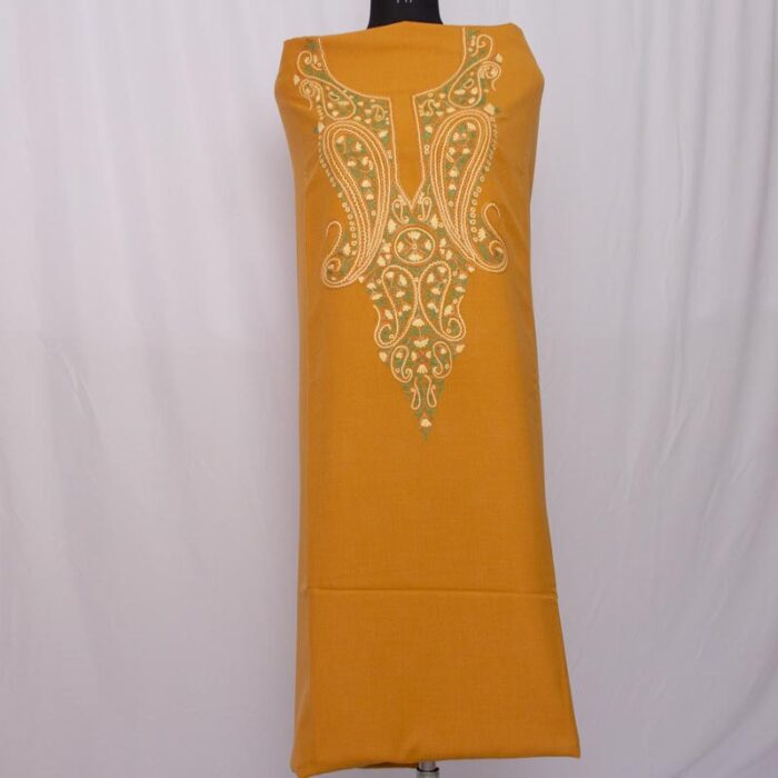 Light Brown Summer cool 2pc Suit with Kashmiri Aari Handwork - Image 3