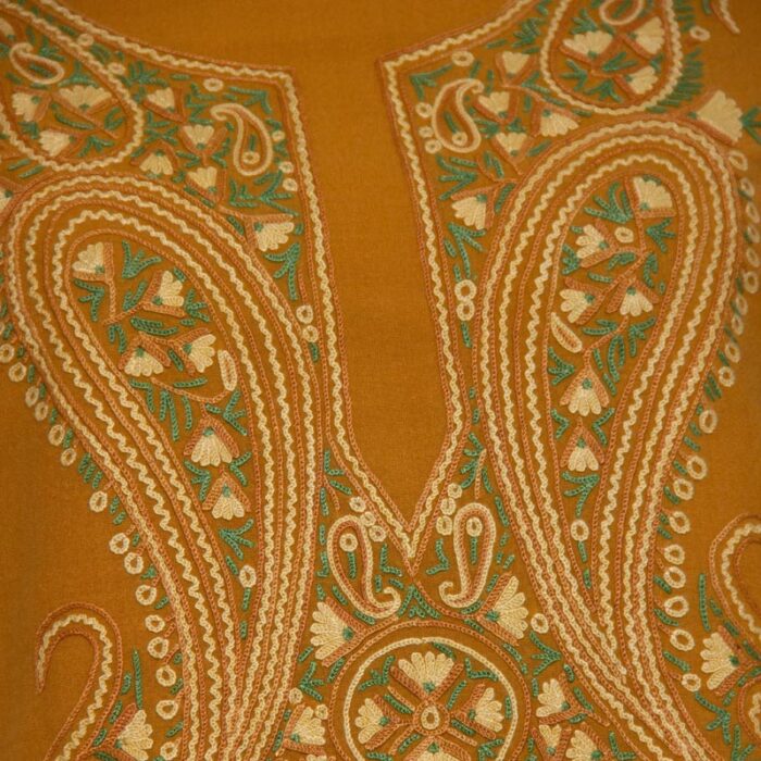 Light Brown Summer cool 2pc Suit with Kashmiri Aari Handwork - Image 2
