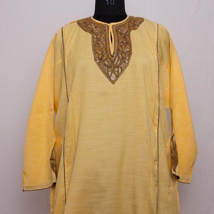 Light Yellow Tilla Cotton Summer Pheran