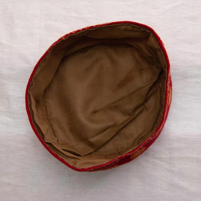 Maroon Pure Pashmina Hand Sozni Cap - Image 4