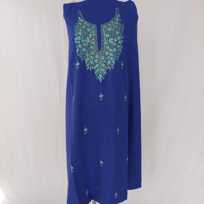 Blue Cotton 2pc Suit with Kashmiri Paper Mache Sozni Handwork - Image 2