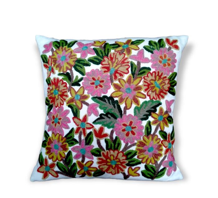 Dil Bahar Embroidered Crewel 16×16 Cushion Cover