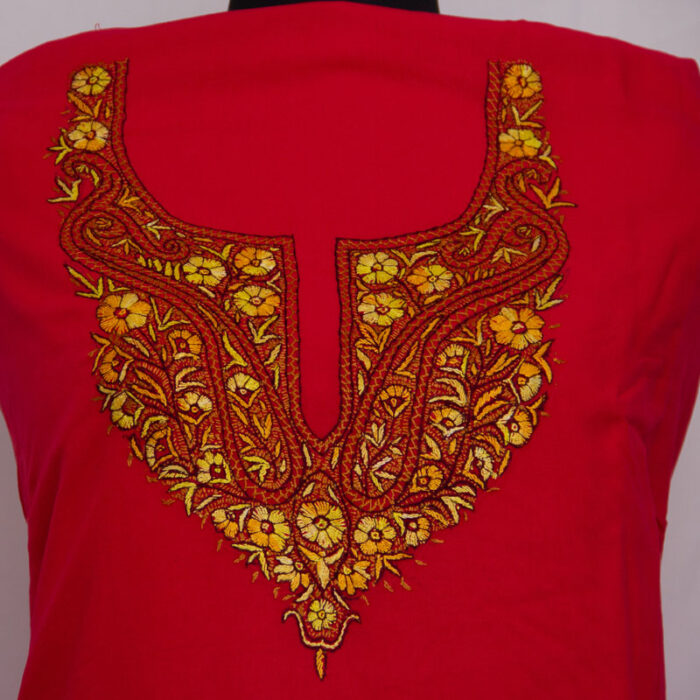 Pink Rayon Cotton 3pc Suit with Kashmiri Sozni Handwork - Image 3