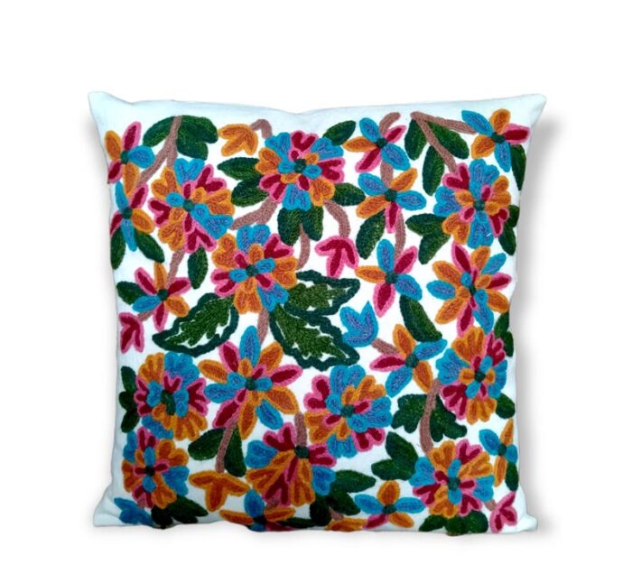Posh Wan Embroidered Crewel 16×16 Cushion Cover