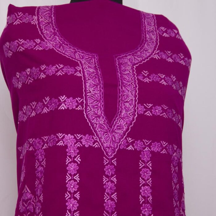 Purple Cotton 2pc Suit with  Kashmiri Aari Handwork