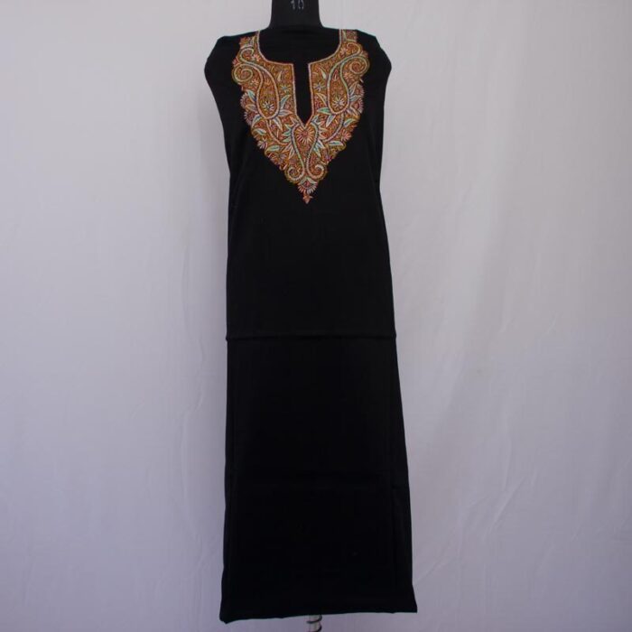Black Rayon Cotton 3pc Suit with Sozni Handwork - Image 4